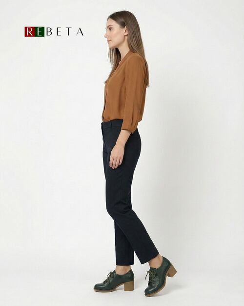 REBETA Deri Kadın Bağcıklı Topuklu Yeşil Ayakkabı​