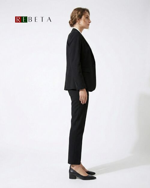 REBETA Deri Kadın Sivri Burun Siyah Topuklu Ayakkabı