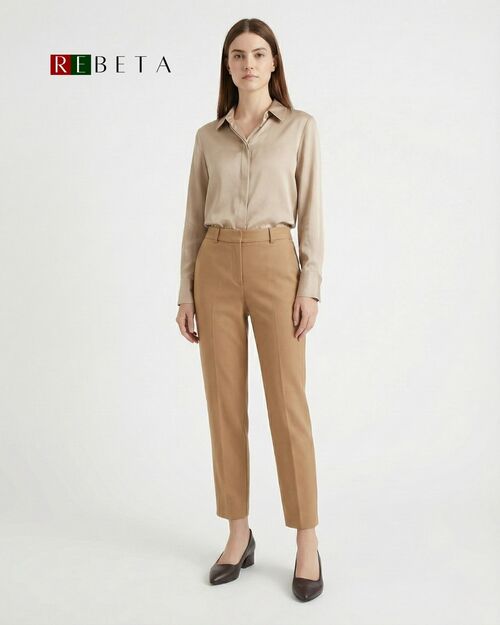 REBETA Deri Kadın Sivri Burun Kahve Topuklu Ayakkabı