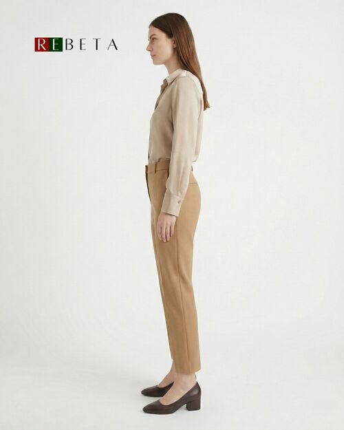 REBETA Deri Kadın Sivri Burun Kahve Topuklu Ayakkabı