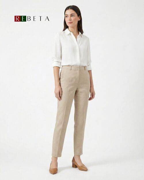 REBETA Deri Kadın Sivri Burun Taba Topuklu Ayakkabı