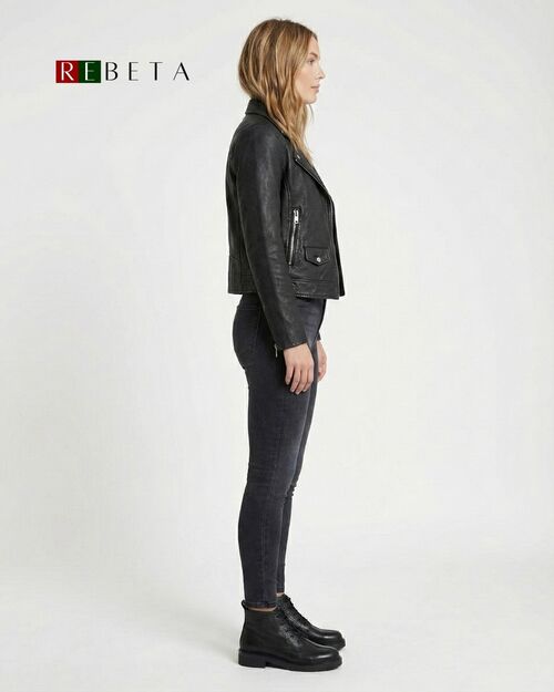 REBETA Deri Kadın Bağcıklı Siyah Bot