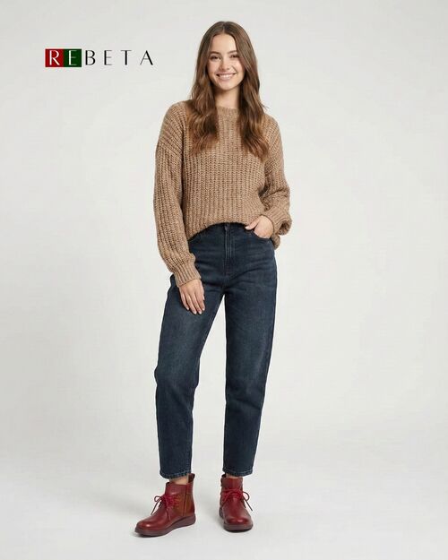 REBETA Deri Kadın Bağcıklı Koyu Kırmızı Bot