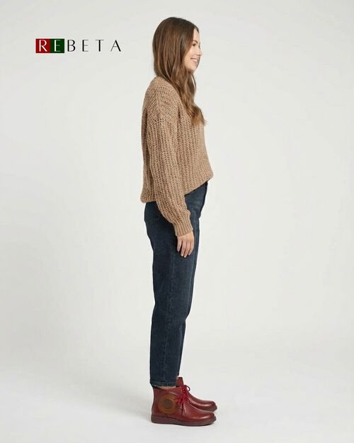 REBETA Deri Kadın Bağcıklı Koyu Kırmızı Bot