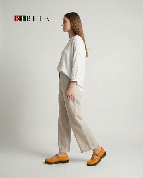 REBETA Deri Kadın Pencere Detaylı Kavuniçi Ayakkabı