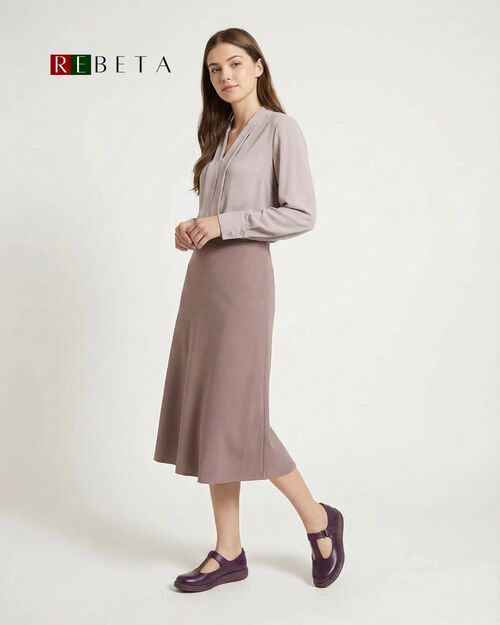 REBETA Deri Kadın Pencere Detaylı Mor Ayakkabı