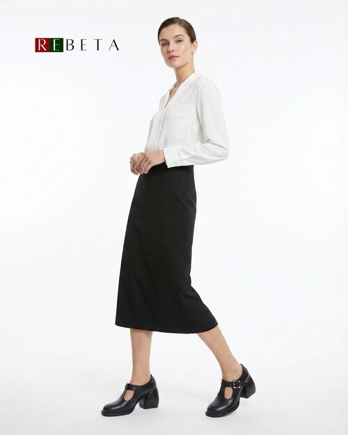 REBETA Deri Kadın Topuklu Ayakkabı Siyah