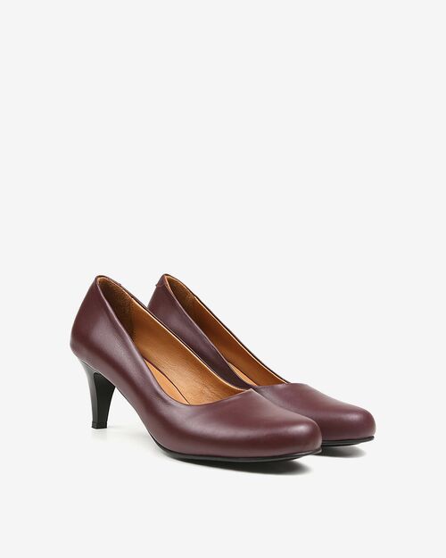 REBETA Deri Kadın Topuklu Bordo Ayakkabı