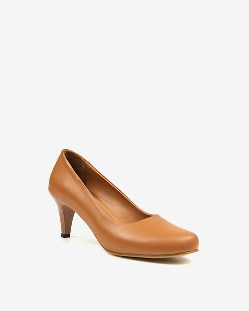 REBETA Deri Kadın Topuklu Taba Ayakkabı