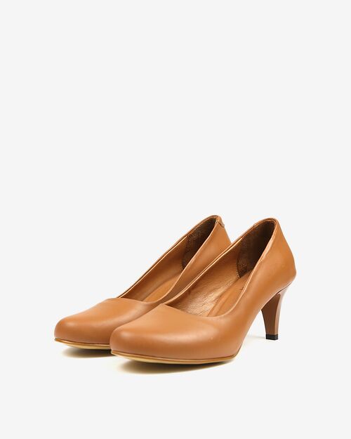 REBETA Deri Kadın Topuklu Taba Ayakkabı