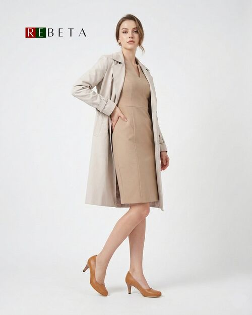 REBETA Deri Kadın Topuklu Taba Ayakkabı