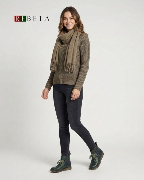 REBETA Deri Kadın Bağcıklı Yeşil Bot