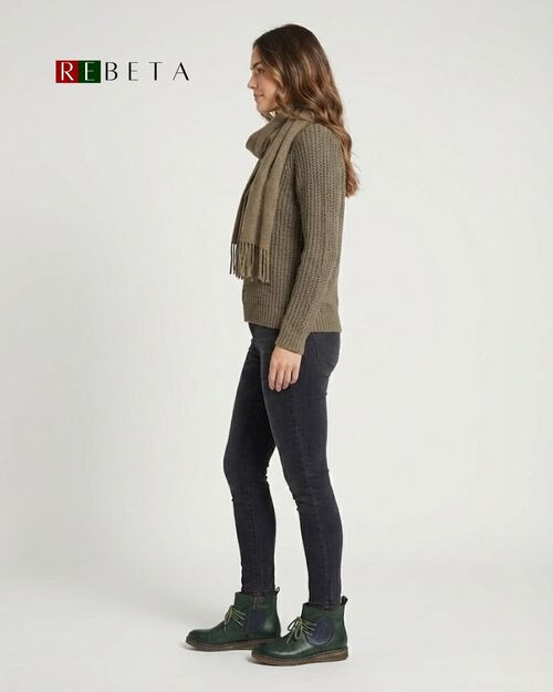 REBETA Deri Kadın Bağcıklı Yeşil Bot