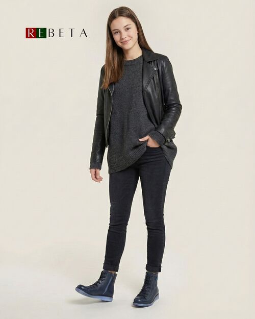 REBETA Deri Kadın Mavi Bot