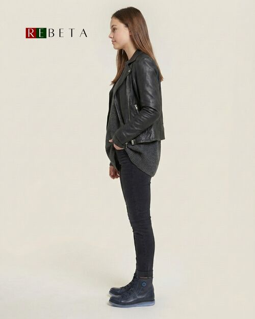 REBETA Deri Kadın Mavi Bot