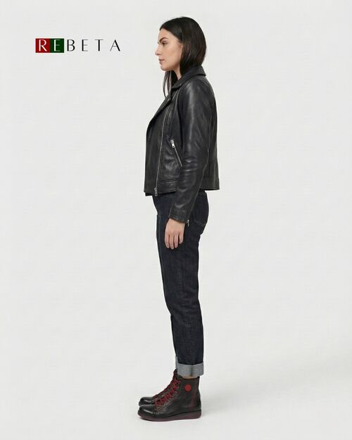 REBETA Deri Kadın Siyah Bot