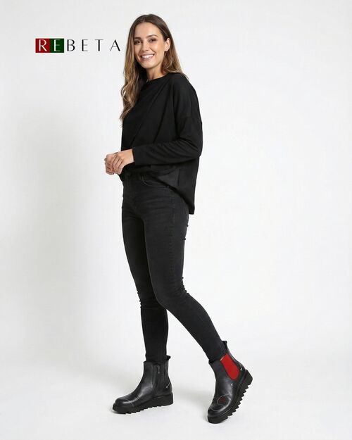 REBETA Deri Kadın Bot Siyah