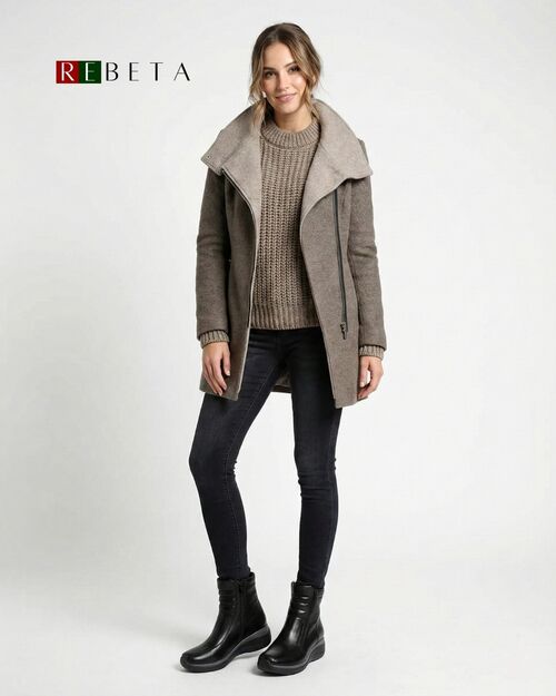 REBETA Deri Kadın Fermuarlı Siyah Bot