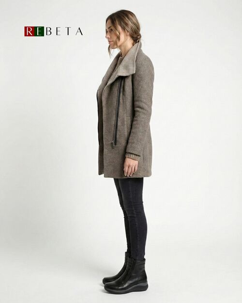 REBETA Deri Kadın Fermuarlı Siyah Bot