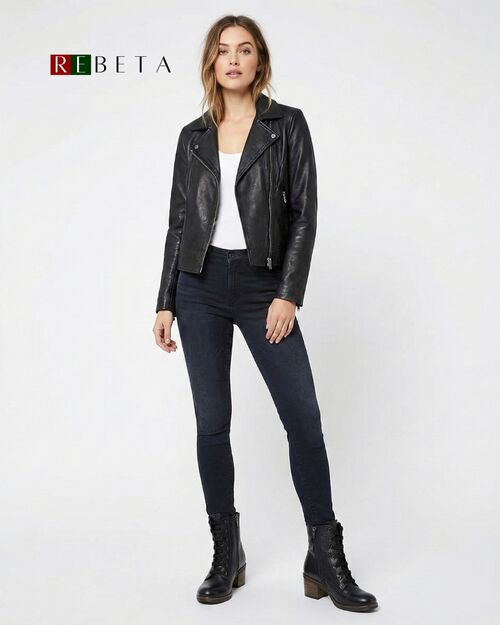 REBETA Deri Kadın Topuklu Siyah Bot