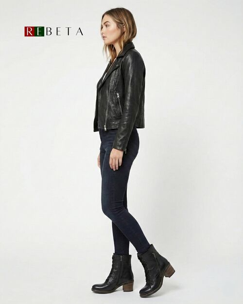 REBETA Deri Kadın Topuklu Siyah Bot