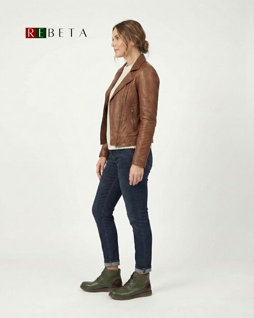 REBETA Deri Kadın Haki Kombin Bot