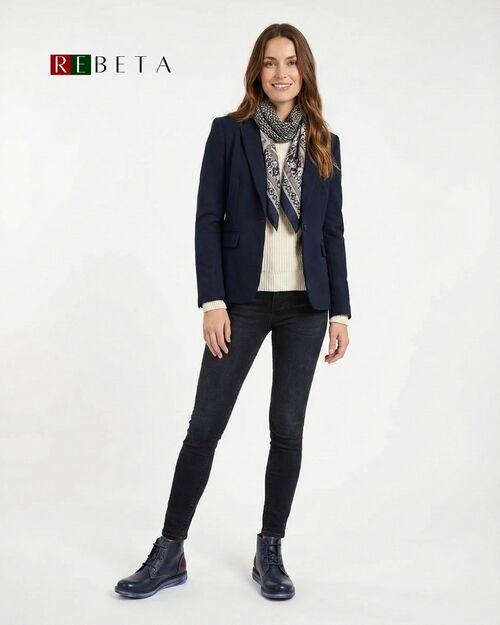 REBETA Deri Kadın Lacivert Kombin Bot