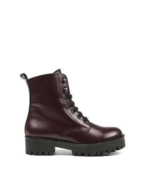 REBETA Deri Kadın Bağlamalı ​Bordo ​Bot Açma​