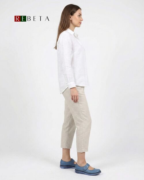 REBETA Deri Bantlı Mavi Kadın Ayakkabı Kombin