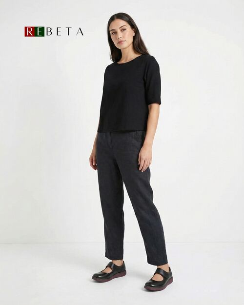 REBETA Deri Mor Taban Bantlı Siyah Kadın Ayakkabı Kombin