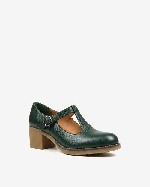 REBETA Deri Kadın Yeşil Topuklu Ayakkabı