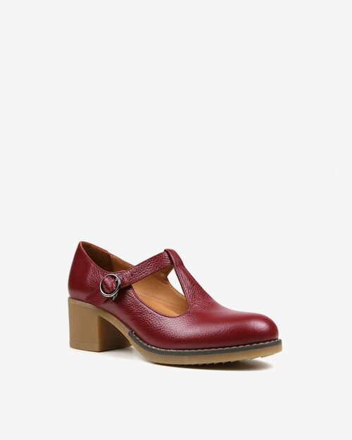 REBETA Deri Kadın Bordo Topuklu Ayakkabı