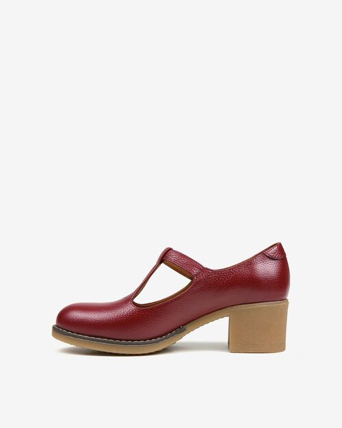 REBETA Deri Kadın Bordo Topuklu Ayakkabı