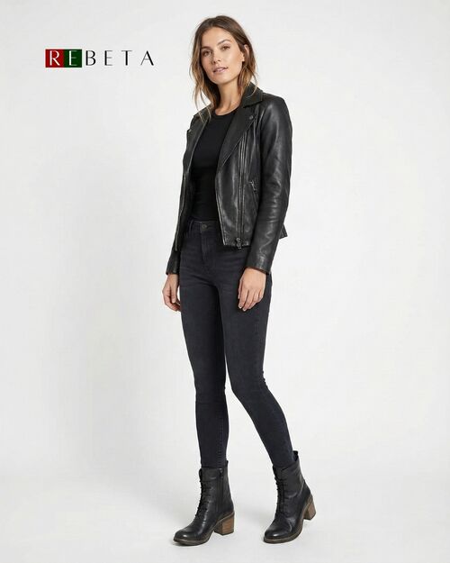 REBETA Deri Kadın Bot Siyah