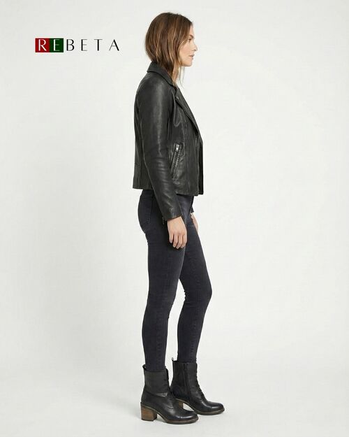 REBETA Deri Kadın Bot Siyah