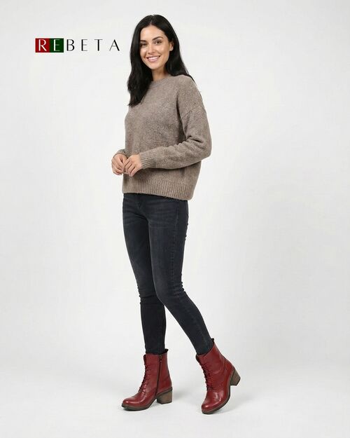 REBETA Deri Kadın Bot Bordo