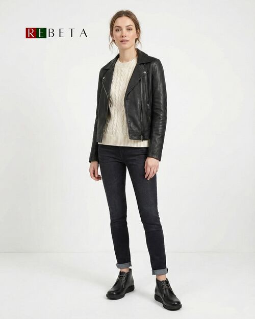 REBETA Deri Kadın Siyah Bot