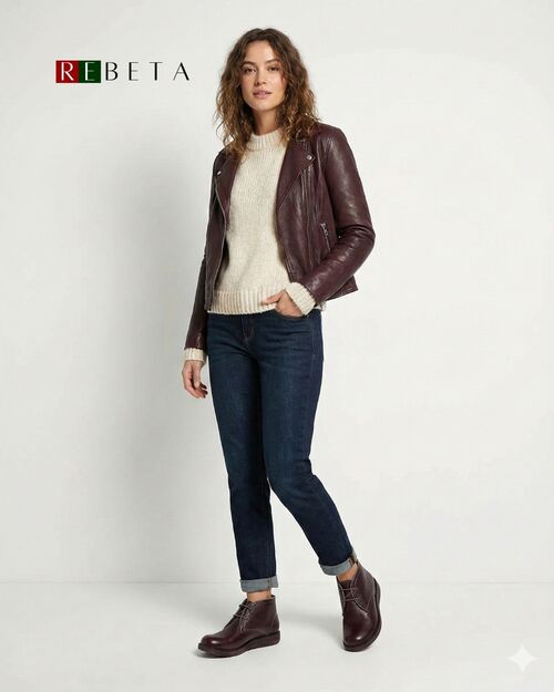 REBETA Deri Kadın Koyu Bordo Bot