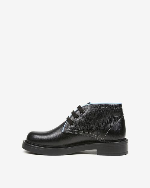 REBETA Deri Kadın Bağcıklı Siyah Bot