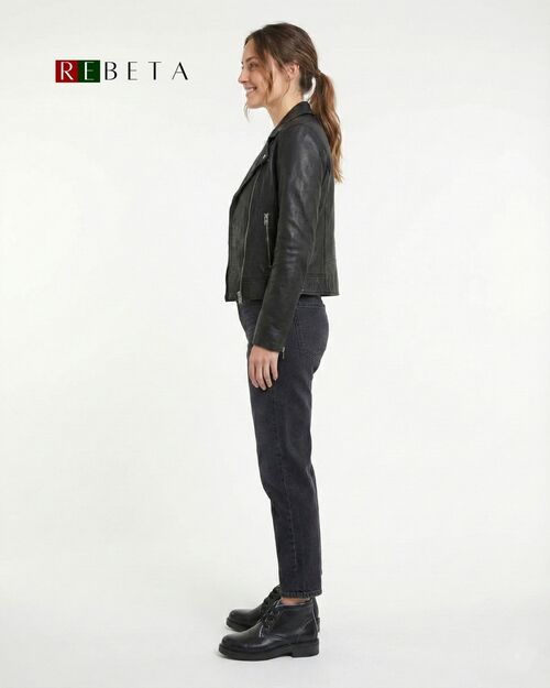 REBETA Deri Kadın Bağcıklı Siyah Bot