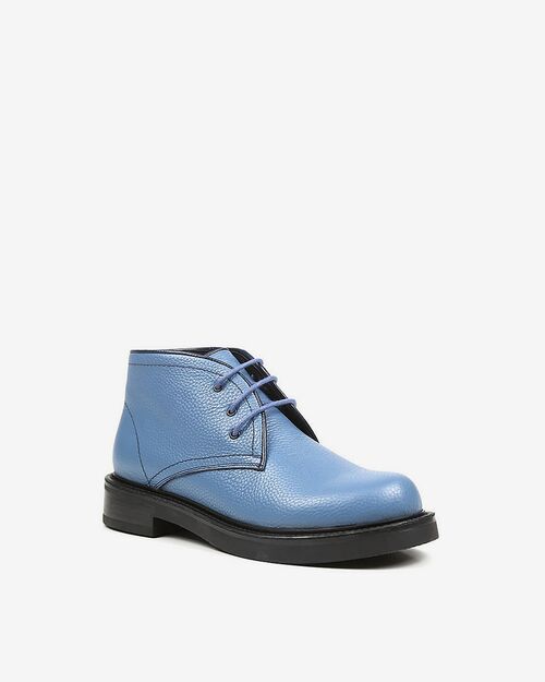 REBETA Deri Kadın Bağcıklı Mavi Bot