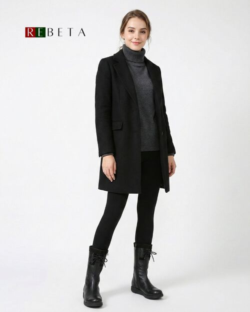 REBETA Deri Kadın Bağcık Detaylı Siyah Kombin Bot