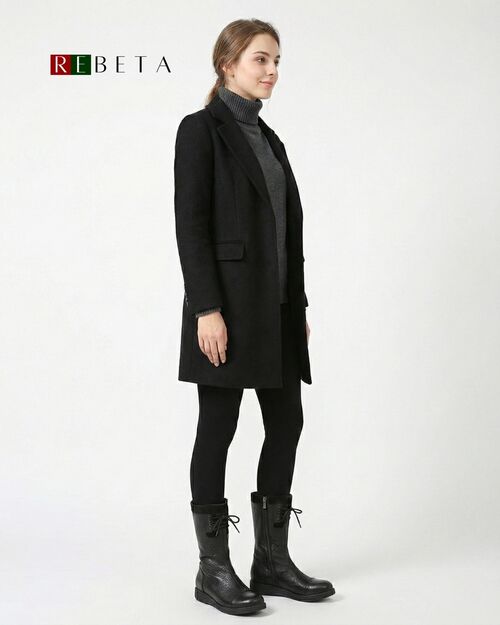 REBETA Deri Kadın Bağcık Detaylı Siyah Kombin Bot