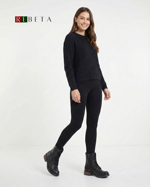 REBETA Deri Kadın Bağcıklı Siyah Bot