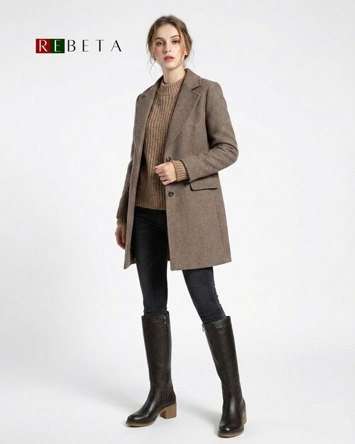 REBETA Deri Kadın Topuklu Kahve Çizme