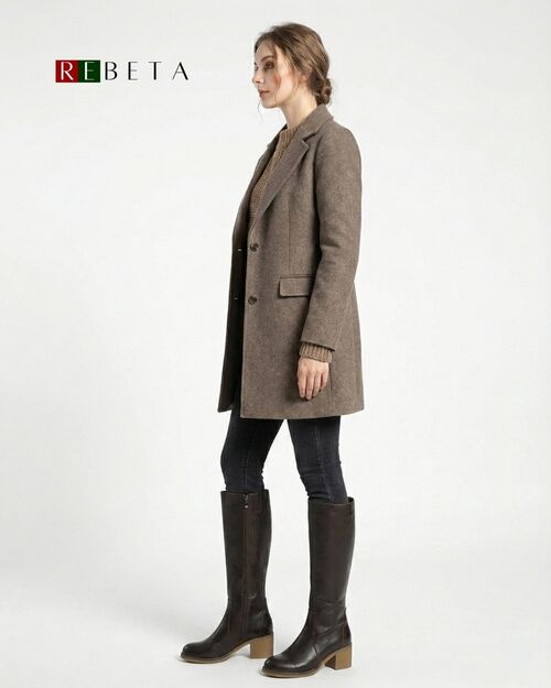 REBETA Deri Kadın Topuklu Kahve Çizme