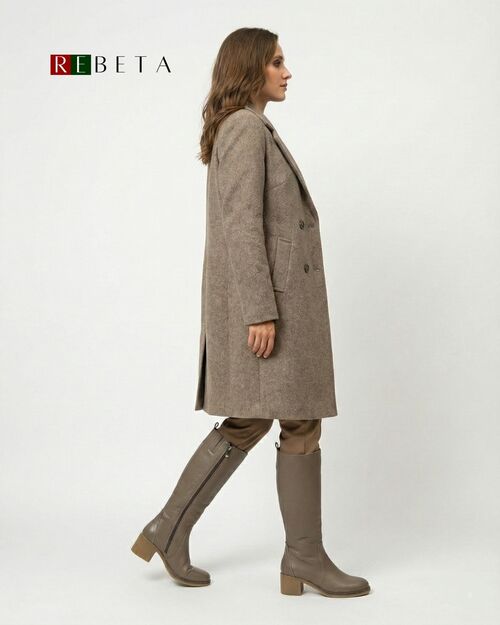 REBETA Deri Kadın Topuklu Vizon Çizme