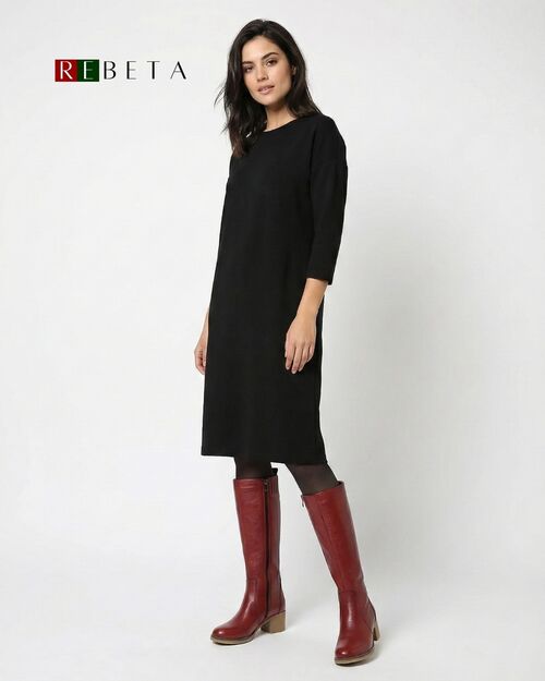 REBETA Deri Kadın Topuklu Koyu Kırmızı​ Çizme