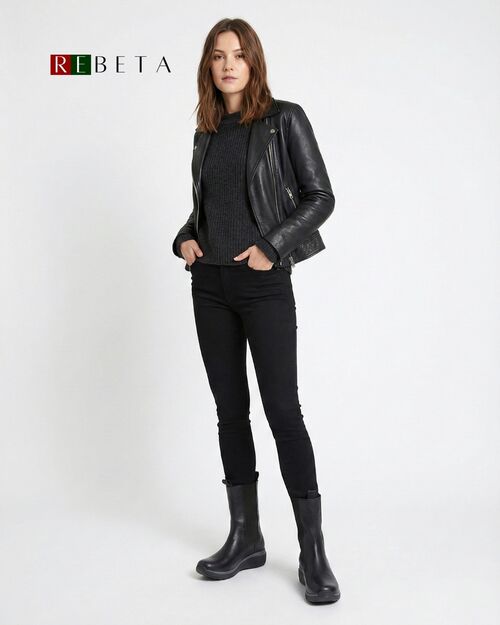 REBETA Deri Kadın Siyah Bot