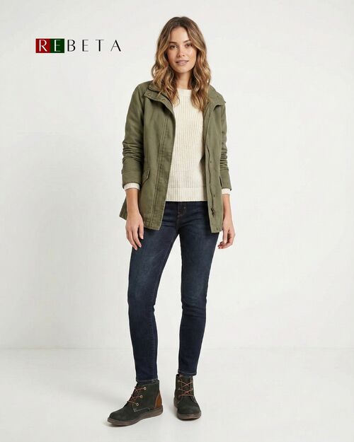 REBETA Deri Kadın Haki Kombin Süet Bot